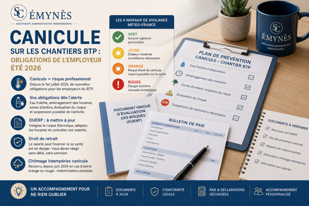 Canicule sur les chantiers BTP : obligations de l'employeur été 2026 canicule